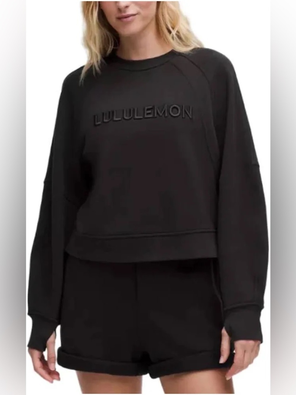 Lululemon Size M/l Scuba Oversized Sweatshirt Pullover Wordmark Black